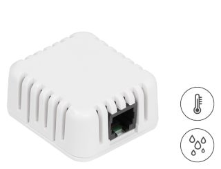 HTemp HomeBox: Combined Temperature and Relative Humidity sensor in 4x4x cm indoor box with RJ11 (1-Wire)