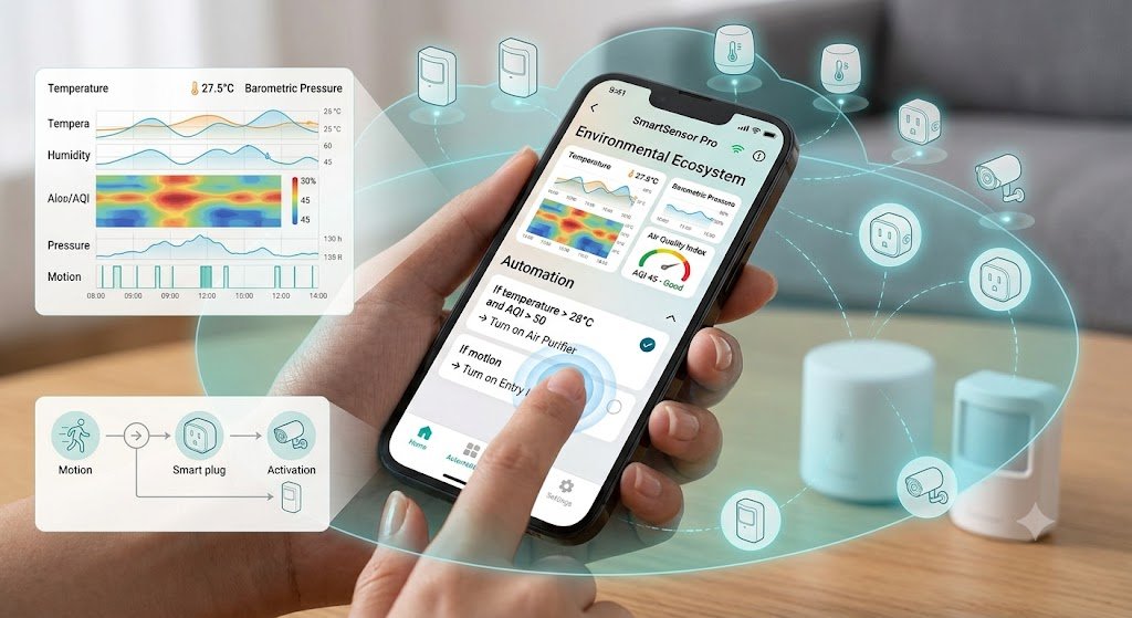 App-controlled sensors